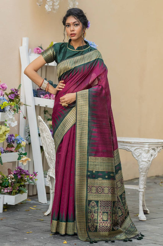 Wedding Wear Tussur Silk Weaving Saree