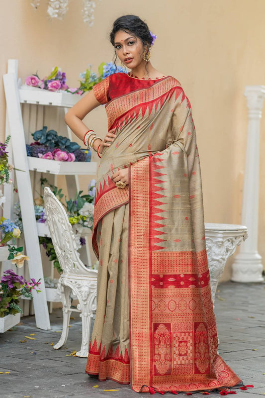 Wedding Wear Tussur Silk Weaving Saree