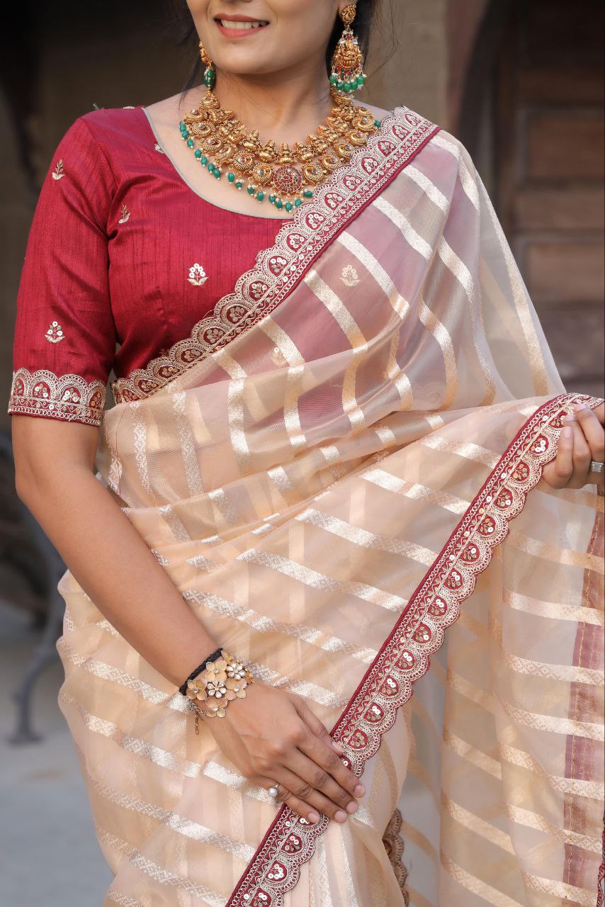 Wedding Wear Banarasi Organza Silk Saree