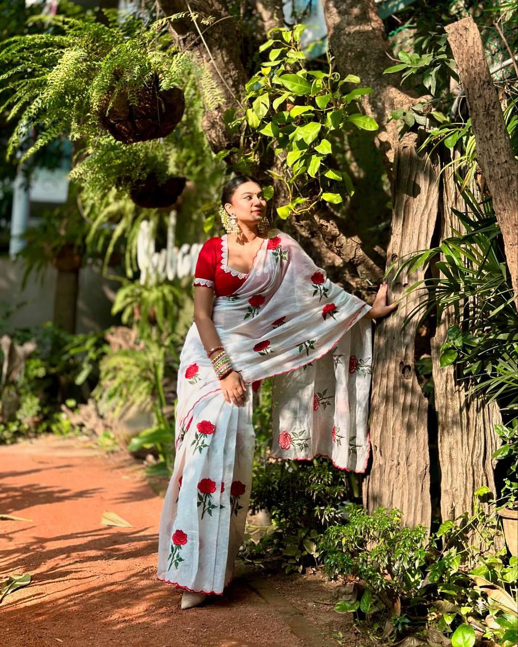White Chanderi Cotton Saree