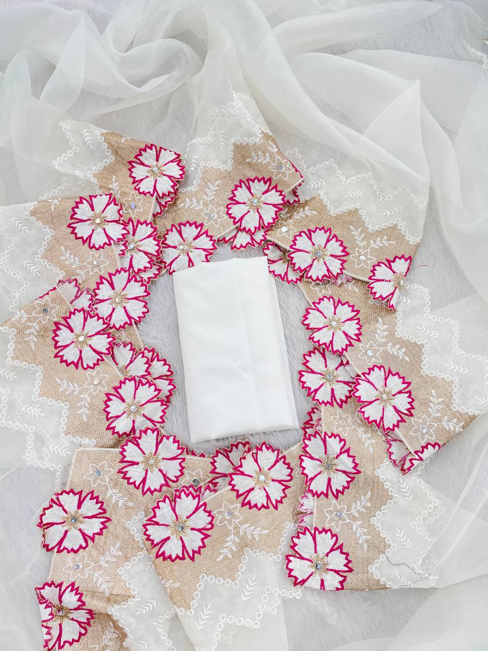 White Designer Organza Saree