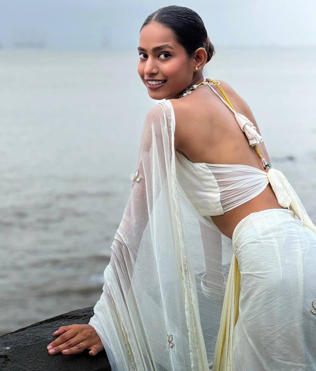 White Designer Soft Georgette Saree