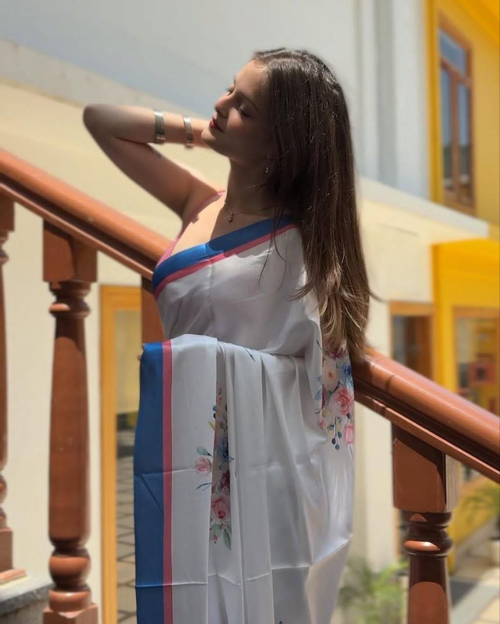 White Fancy Designer Japan Satin Silk Saree