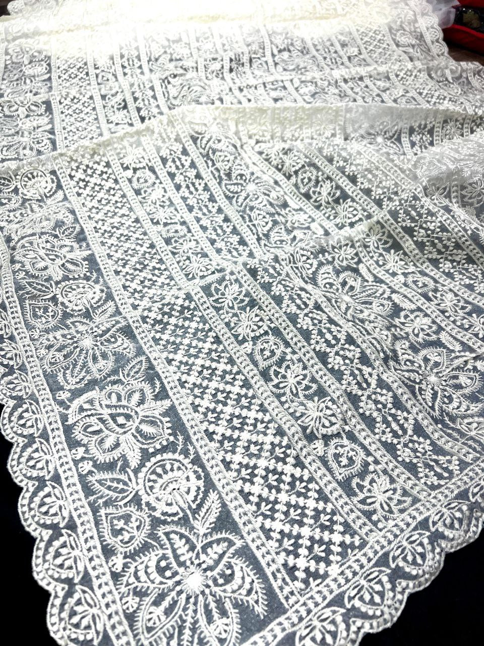 White Party Wear Organza Silk Saree