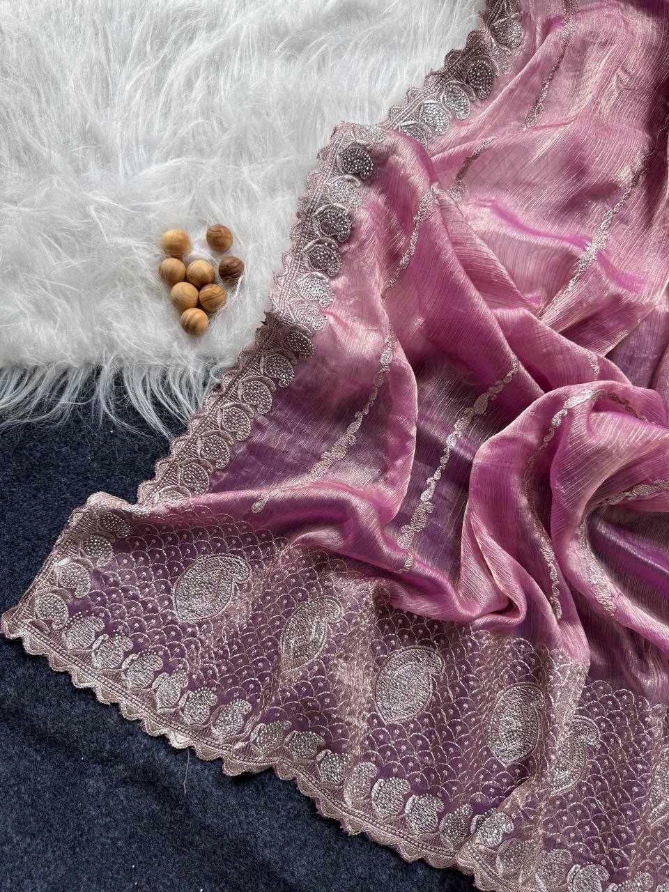 Wine Berry Stylish Jimmy Choo Silk Saree