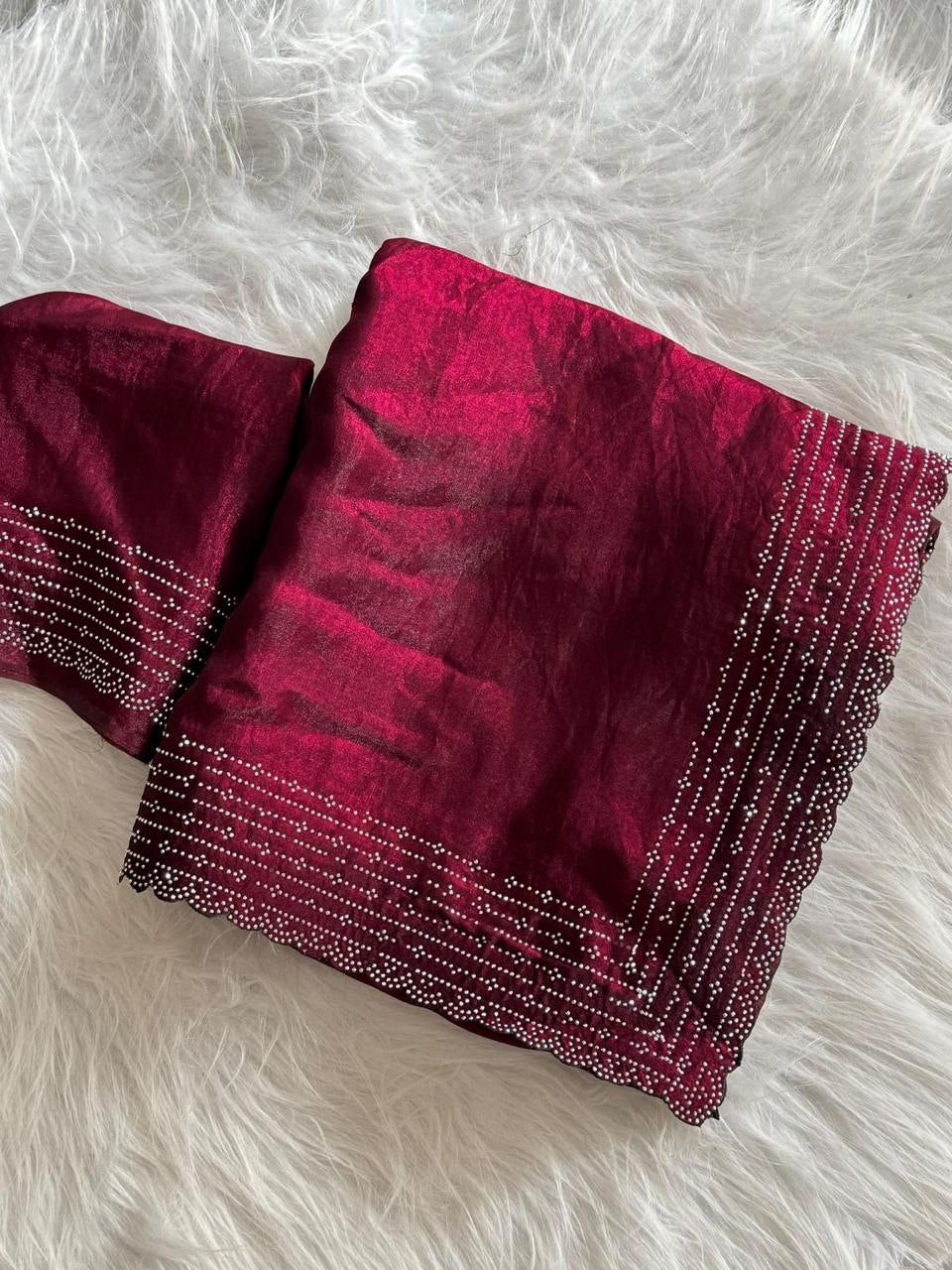 Wine Designer Party Wear Space Silk Saree