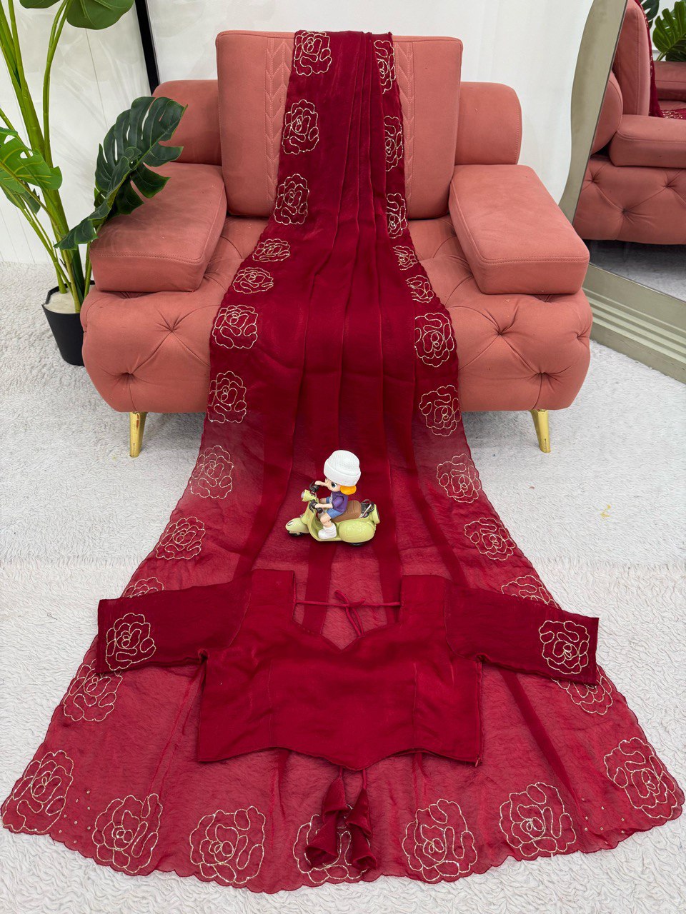 Wine Red jimmy Choo Silk Saree