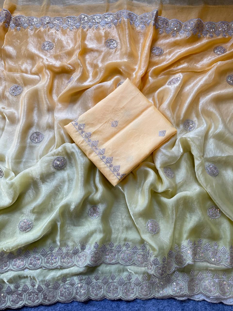 Yellow Designer Fandy Chiffon Saree