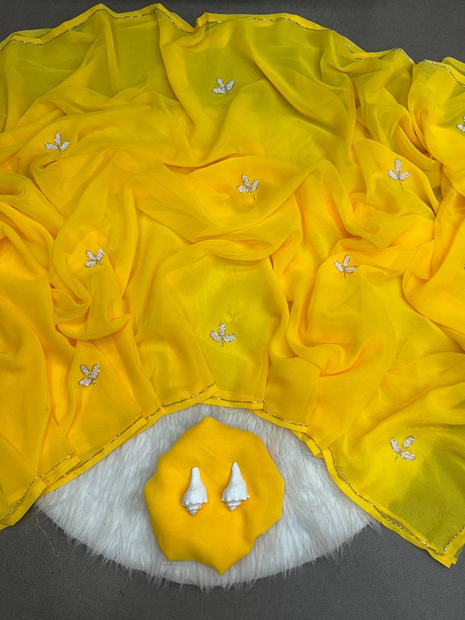 Yellow Designer Soft Georgette Saree
