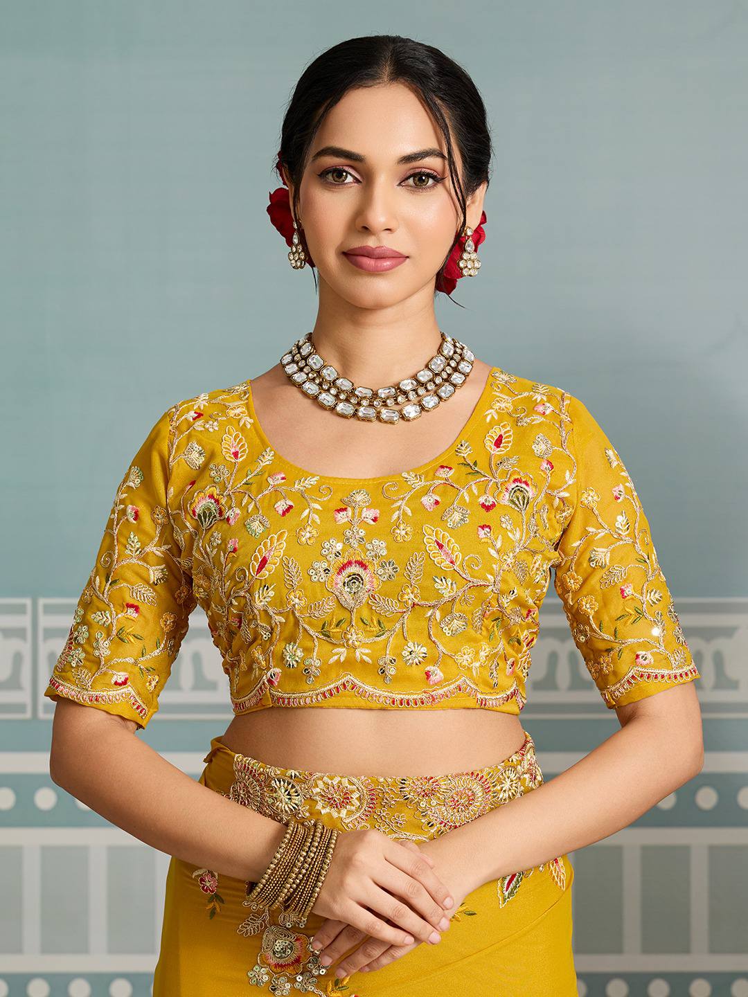 Yellow Designer Soft Georgette Saree