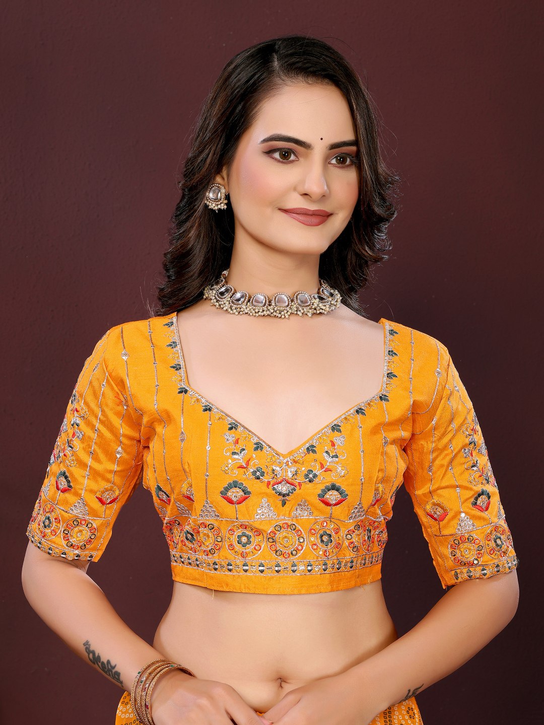 Yellow Digital Printed Georgette Saree