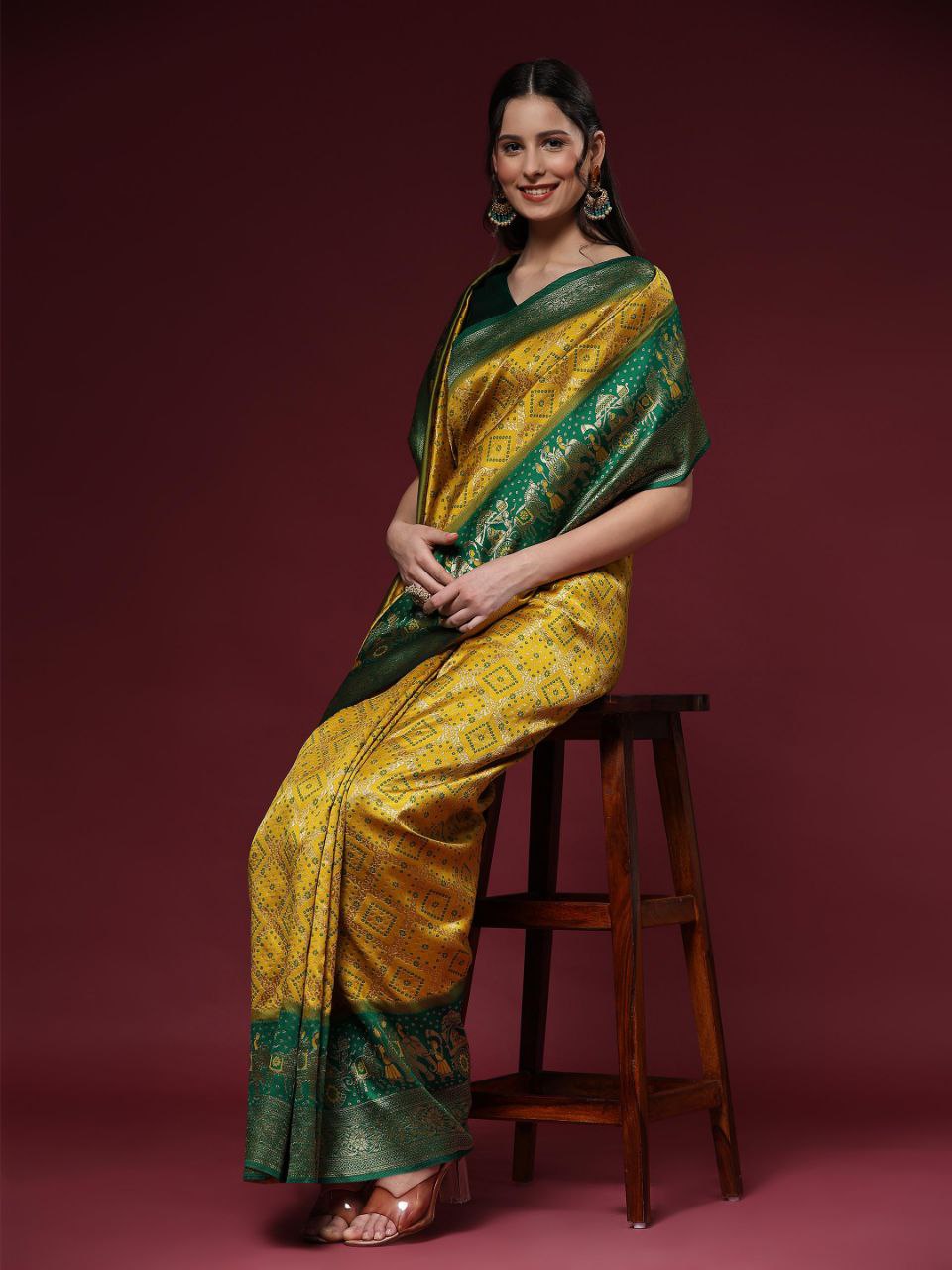 Yellow Kanchipuram Jacquard Silk Saree