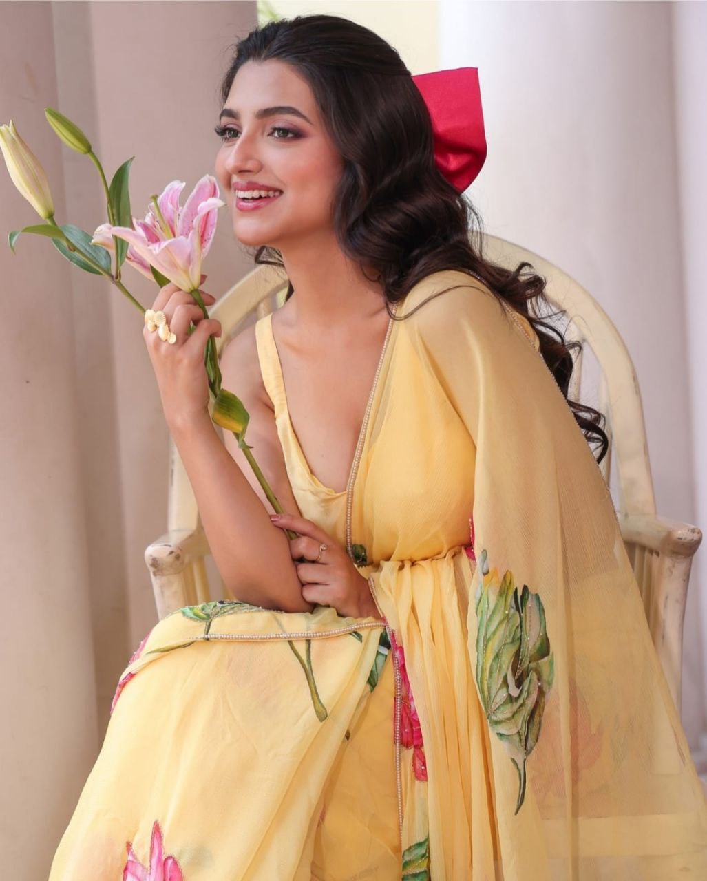 Yellow Party Wear Georgette Saree