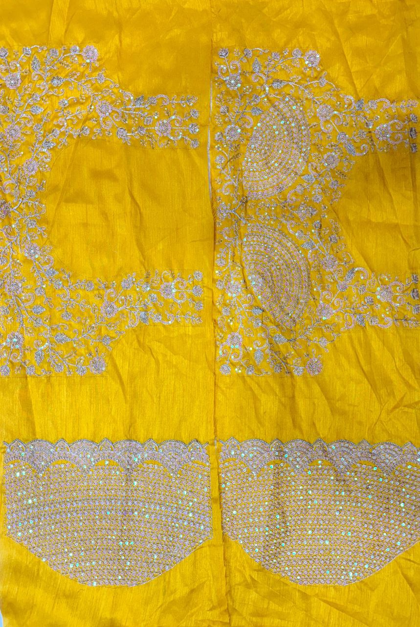Yellow Party Wear Tabby Silk Saree