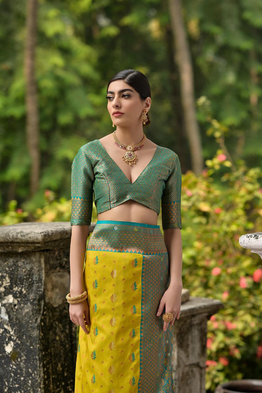 Yellow Pure Banarasi Silk Saree For Wedding