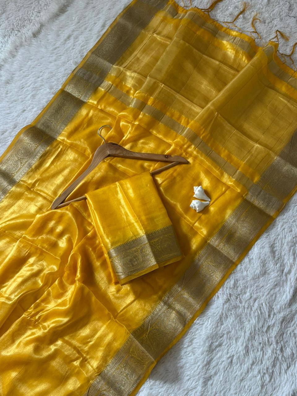 Yellow Soft Space Silk Saree