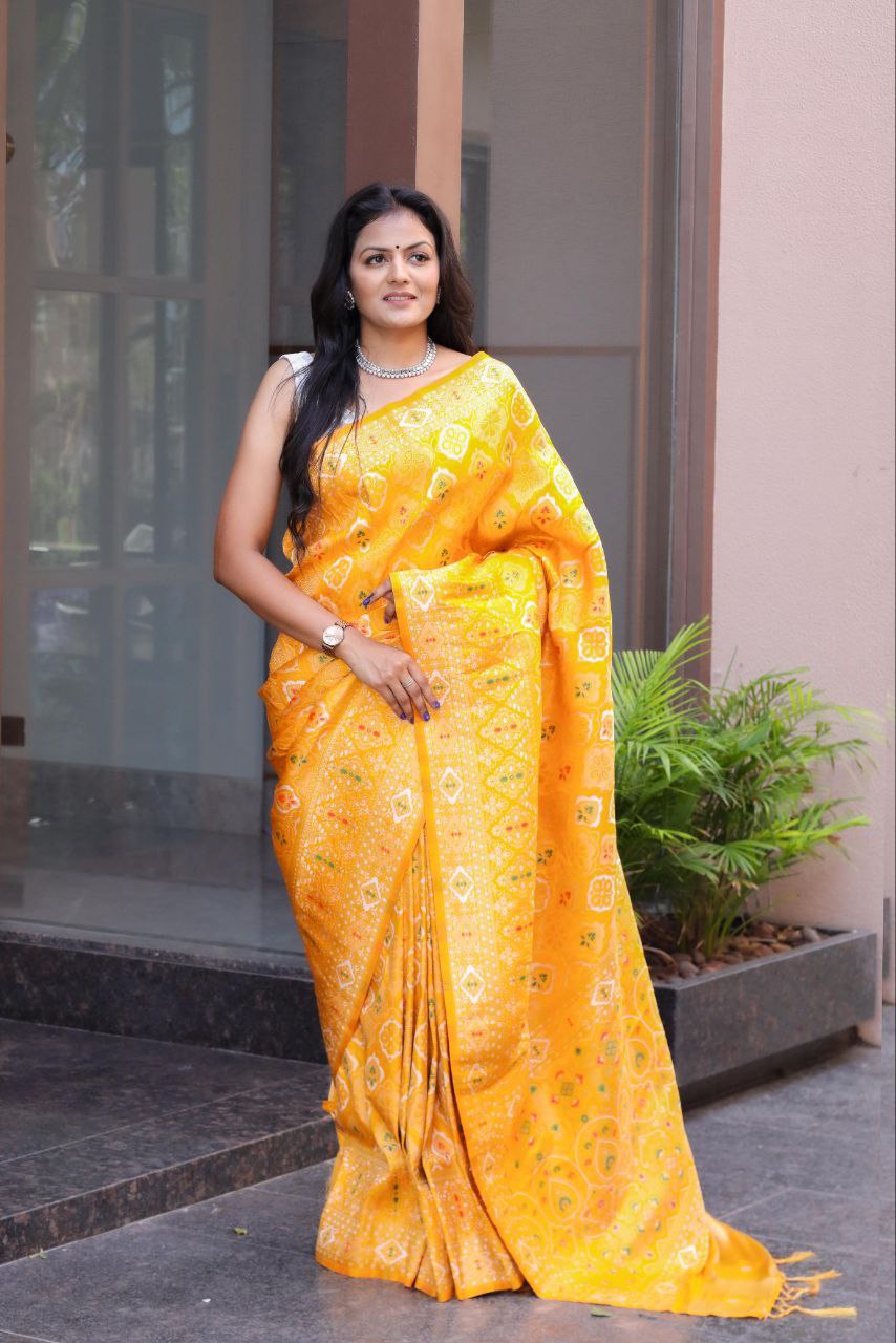 Yellow Wedding Wear Soft Silk Saree