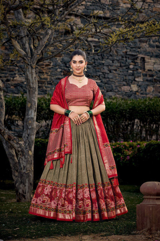 Wedding Wear Tussar Silk Lehenga