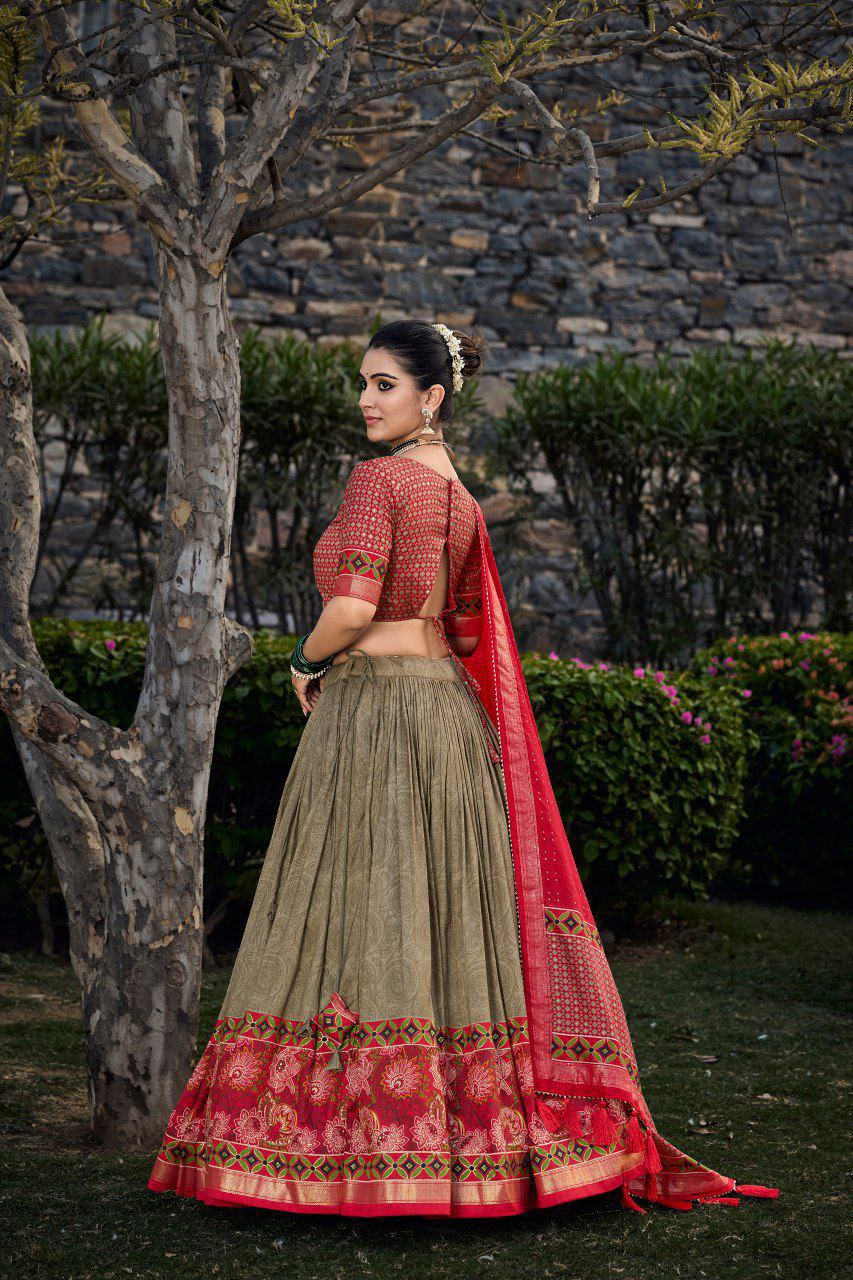 Wedding Wear Tussar Silk Lehenga