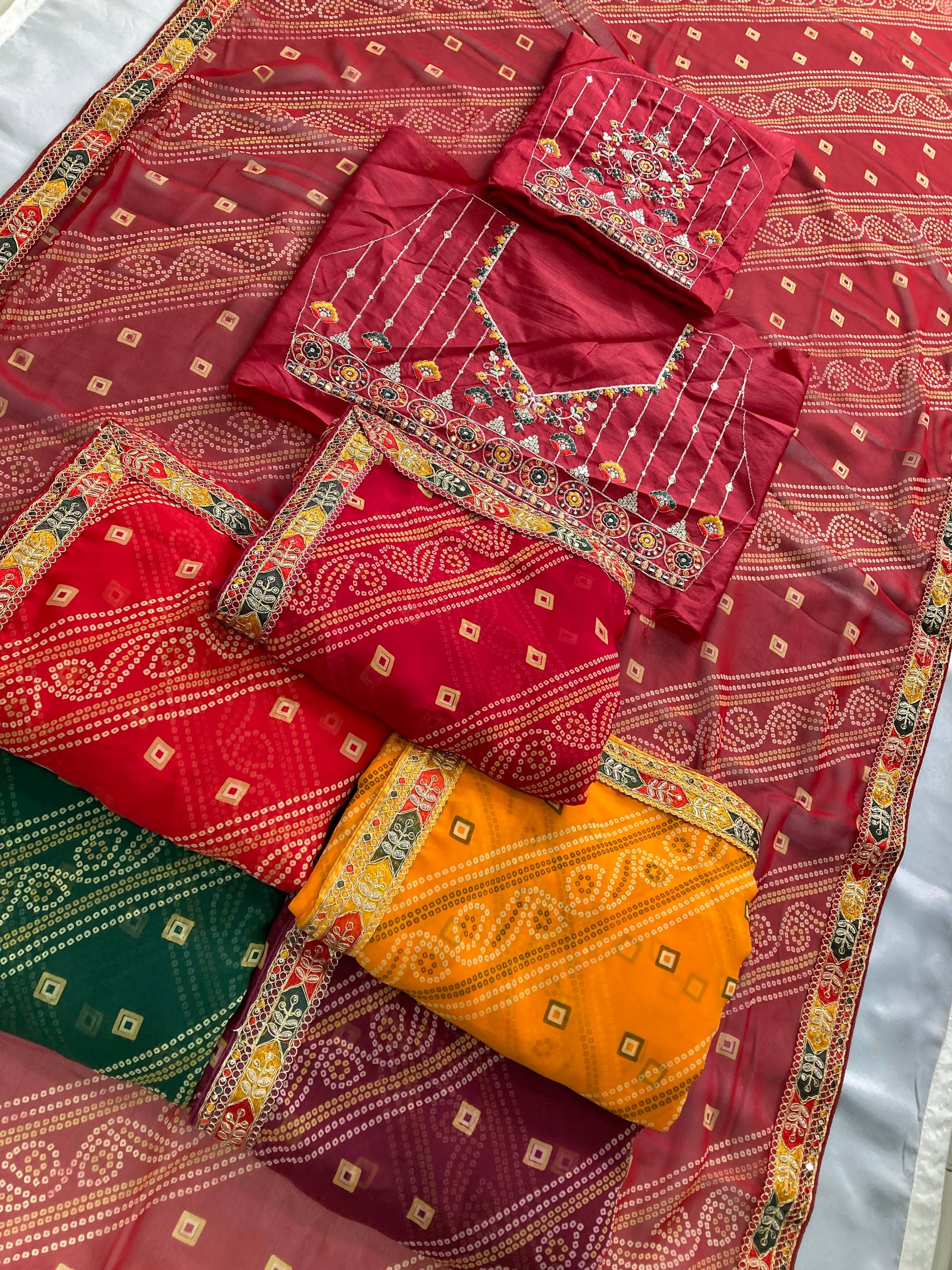 Green Digital Printed Georgette Saree