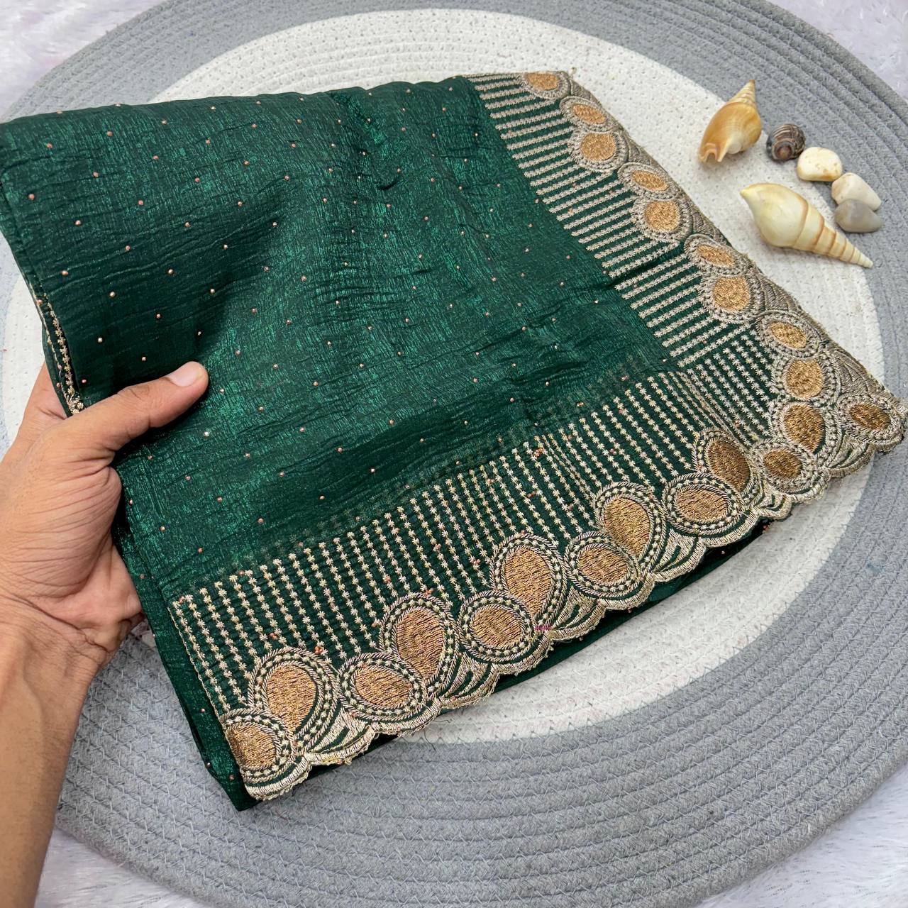 Designer Crunchy Silk Saree WIth Multi Color Option