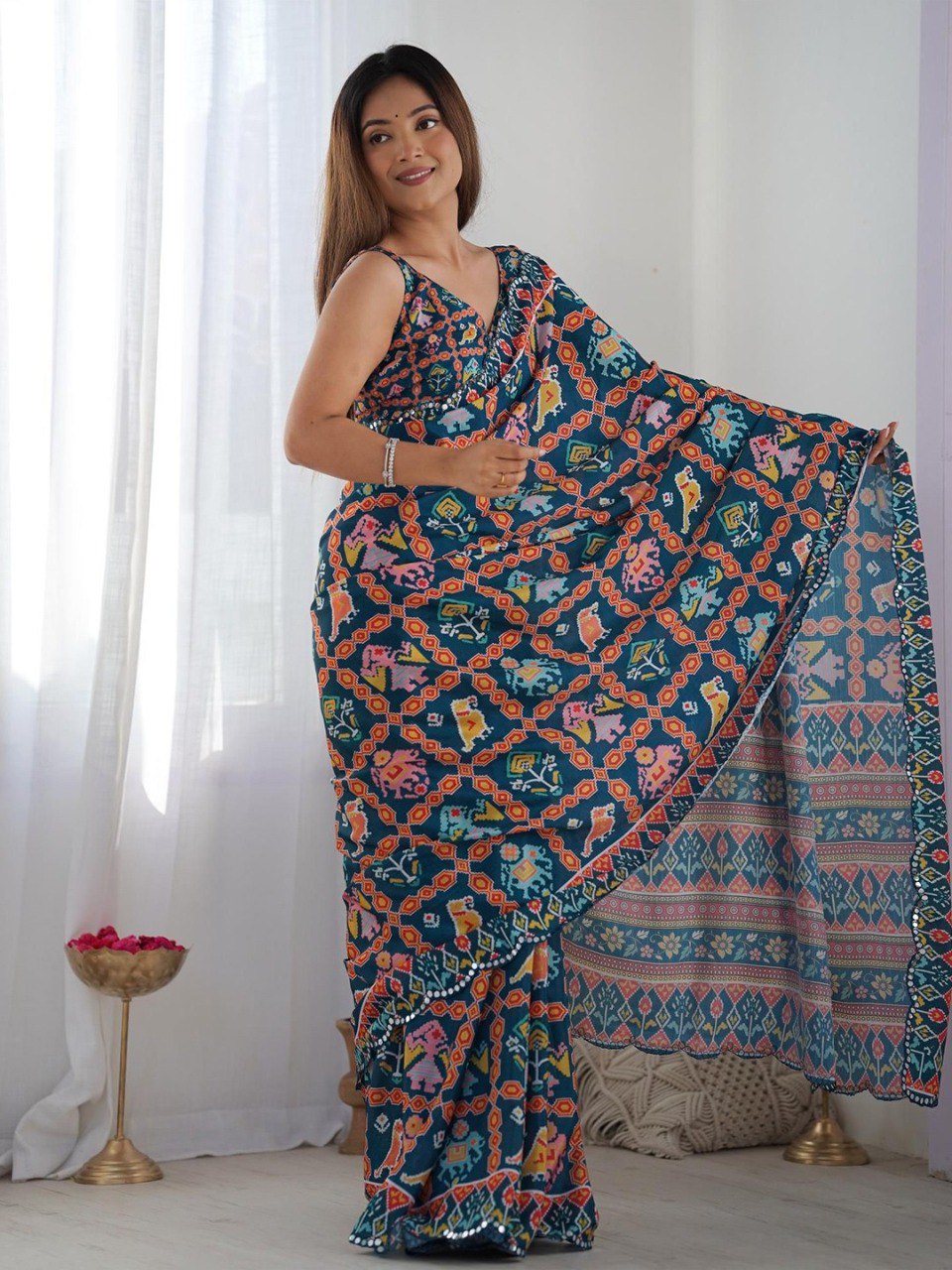 Floral Printed Designer Georgette Saree
