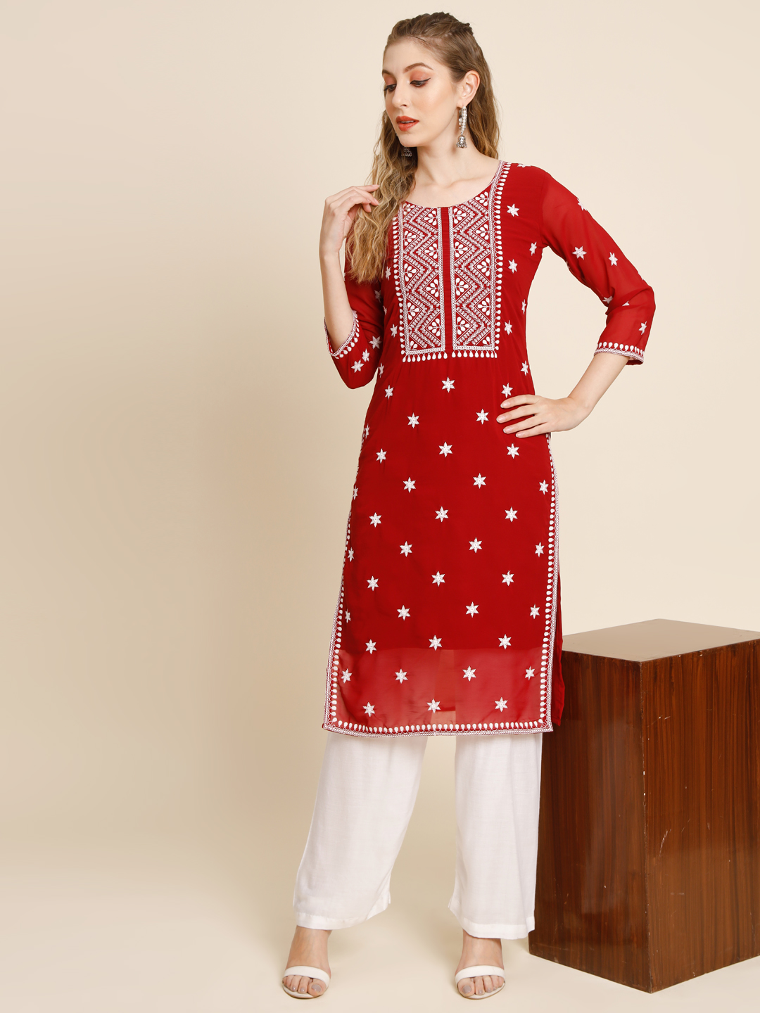Soft Georgette Kurti With Embroidery Work
