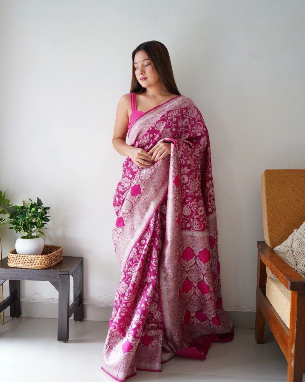 Charita powder blue silver zari checked kanchipuram silk saree - #SareeEnvy  - Aavaranaa