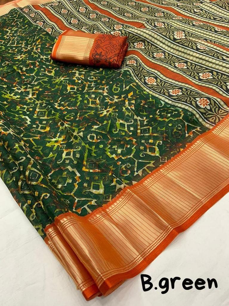 Dark Yellow Paper Silk Zari Work Traditional Saree - Sangam Prints - 3108488