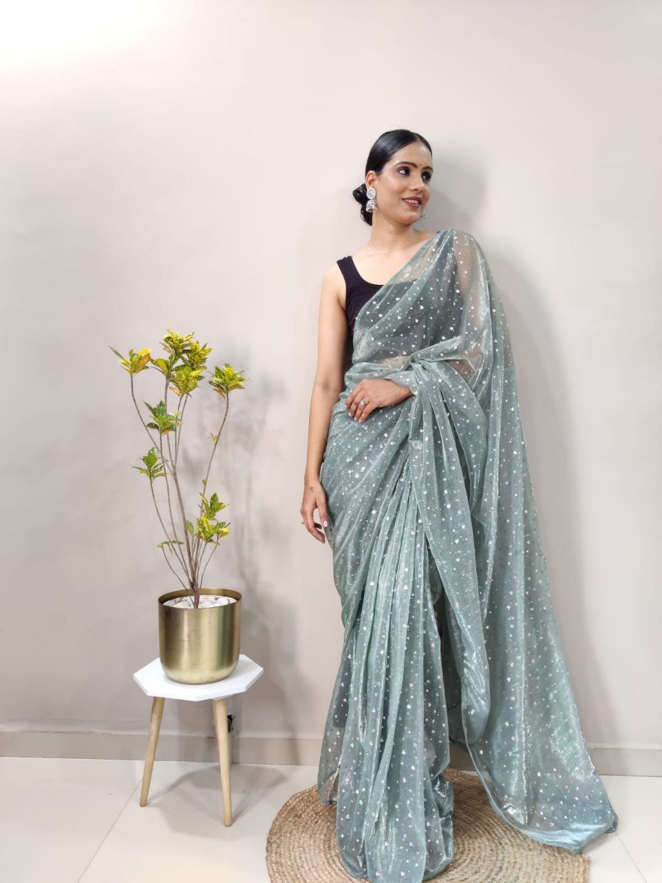 Stylish Fancy Imported Netting Saree