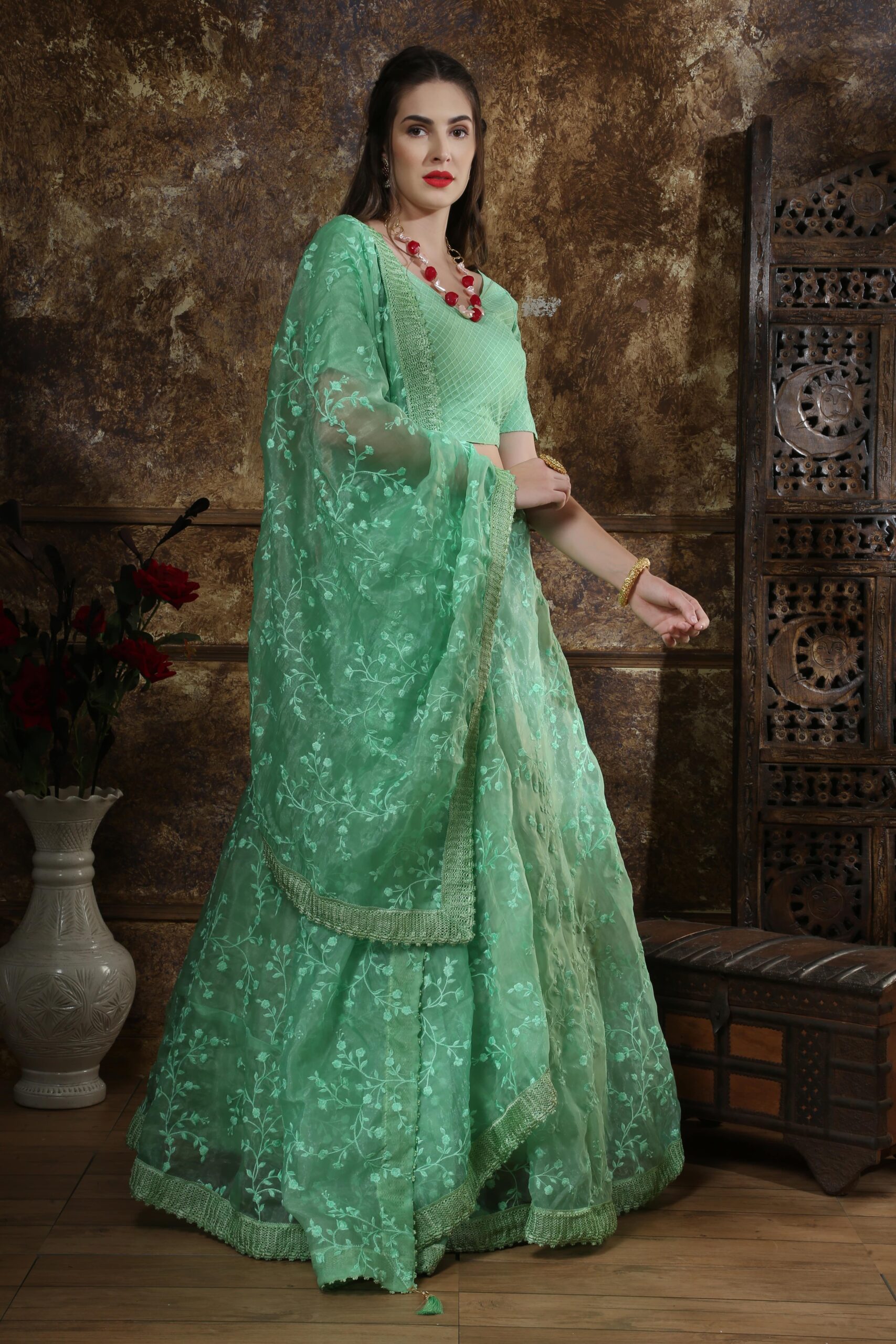 Mint green lehenga on sale choli