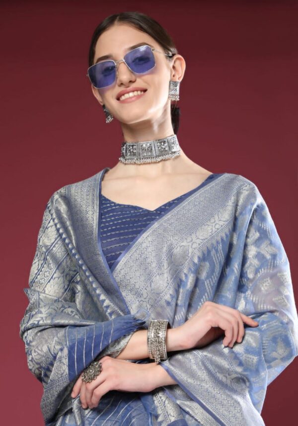 Blue Silk Saree For Wedding & Festival.