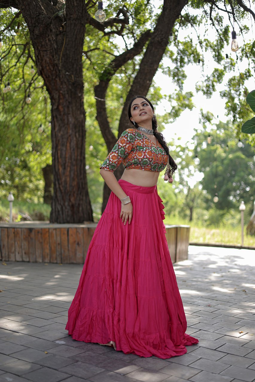 Stylish Pink Navaratri Chaniya Choli