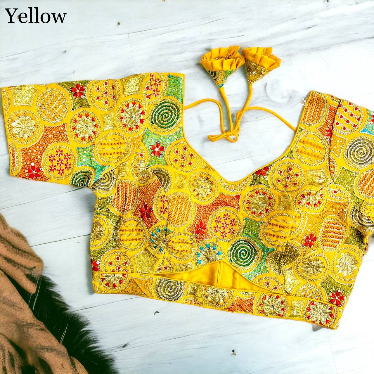 Yellow Navratri Special Fox Georgette Blouse