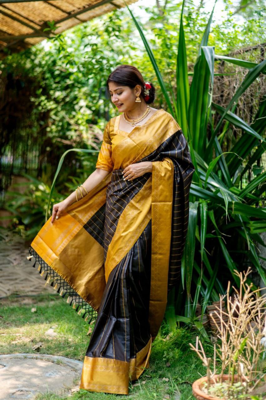 Yellow Soft Assam Silk Saree