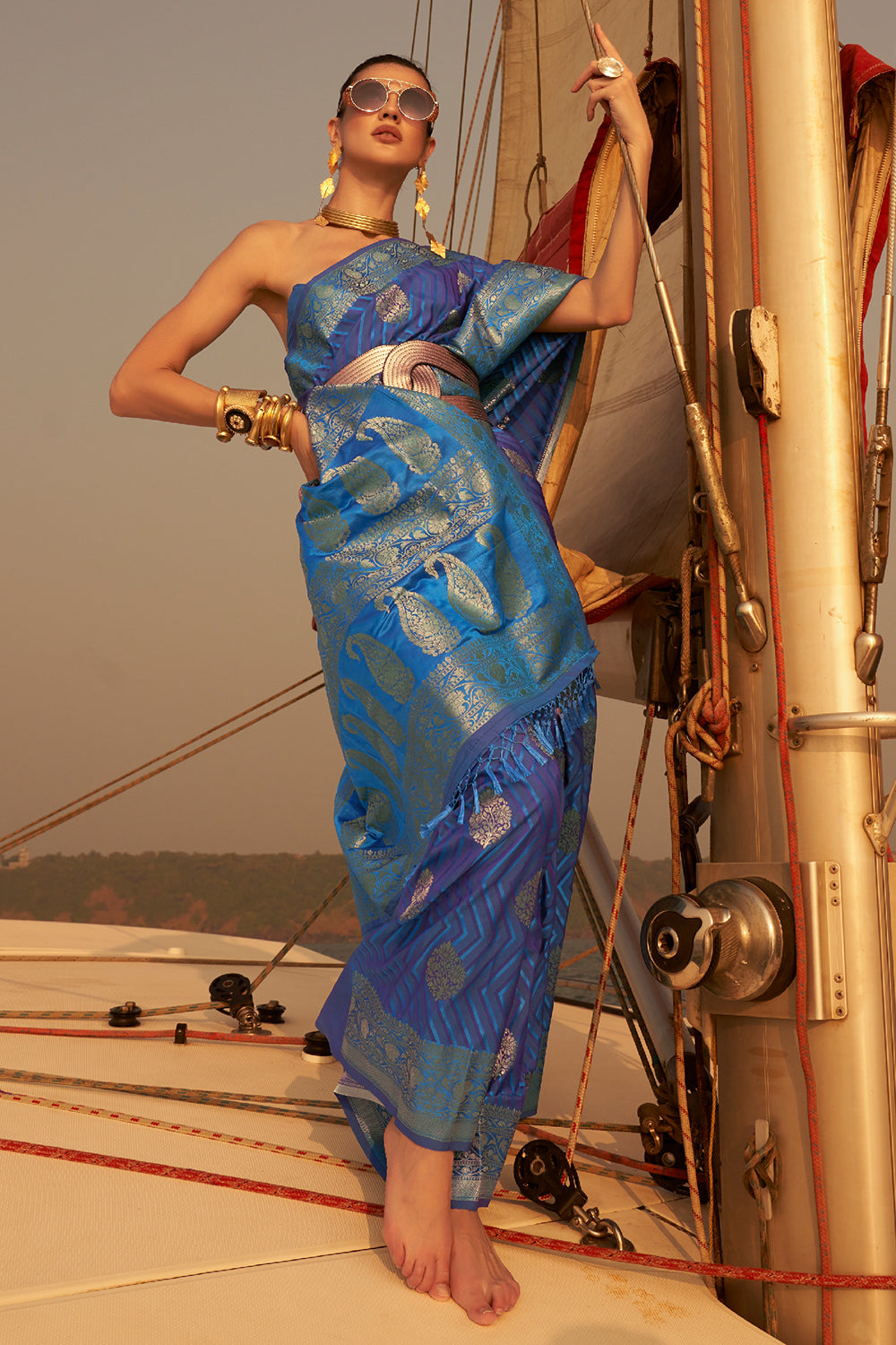 wedding wear satin saree with designer blouse