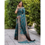Ivy Blue Soft Silk Saree With Blouse