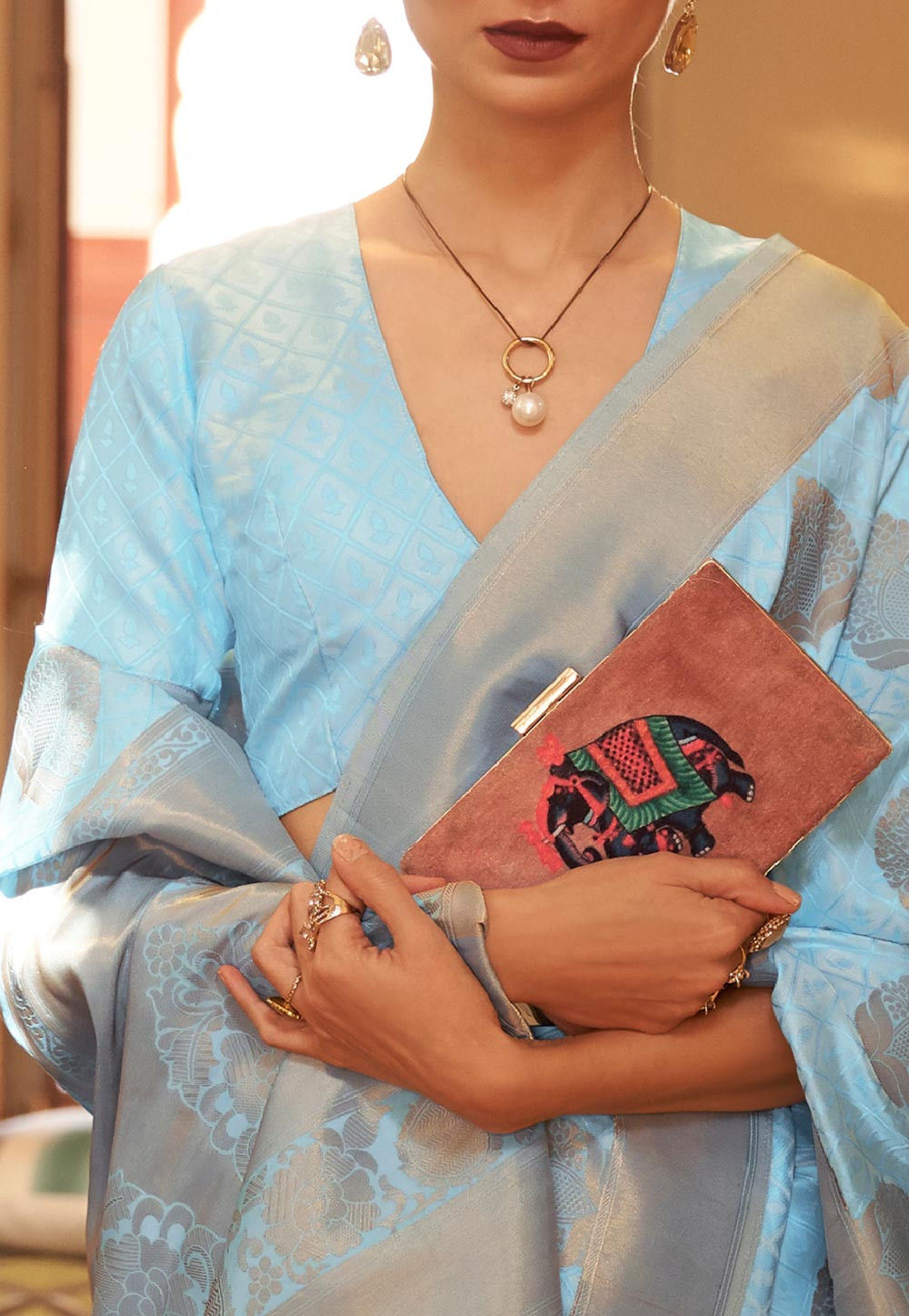 Woven art silk saree for wedding