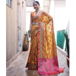 Mustard Patola Silk Saree With Meenakari Weaving