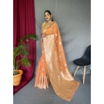 Orange Pure Linen Silk Saree
