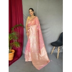 Pink Pure Linen Silk Saree