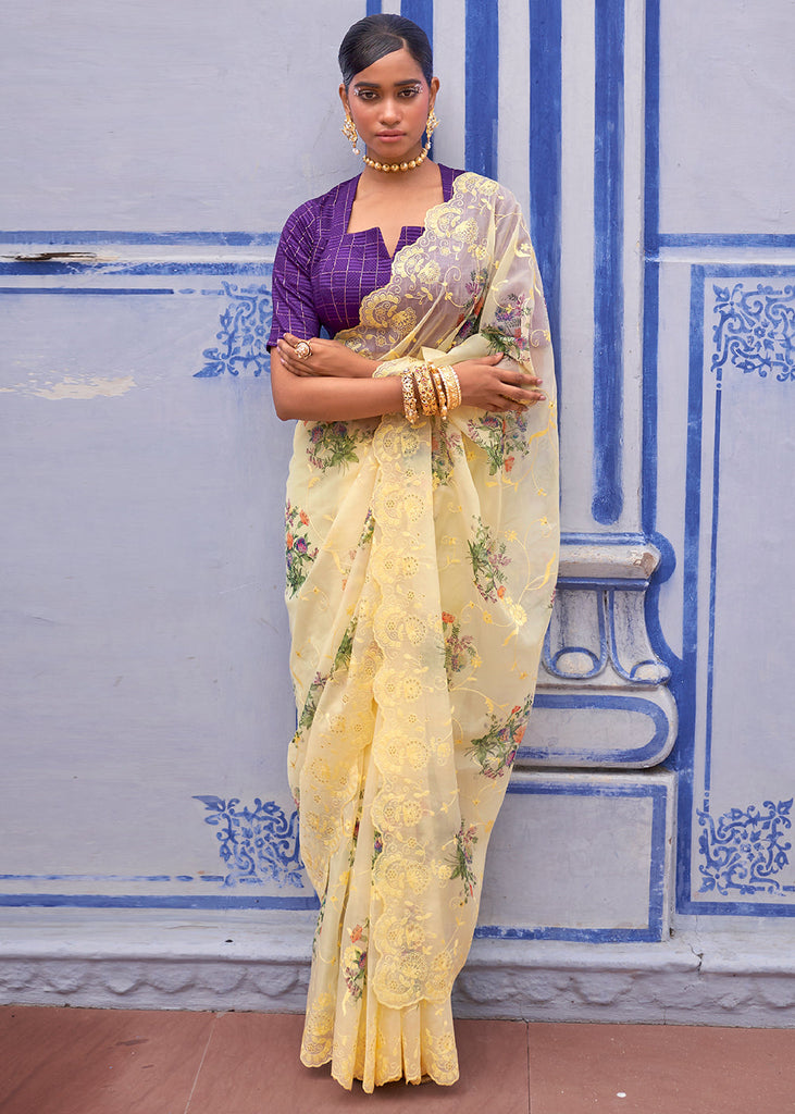 Printed tissue silk saree, floral tissue saree