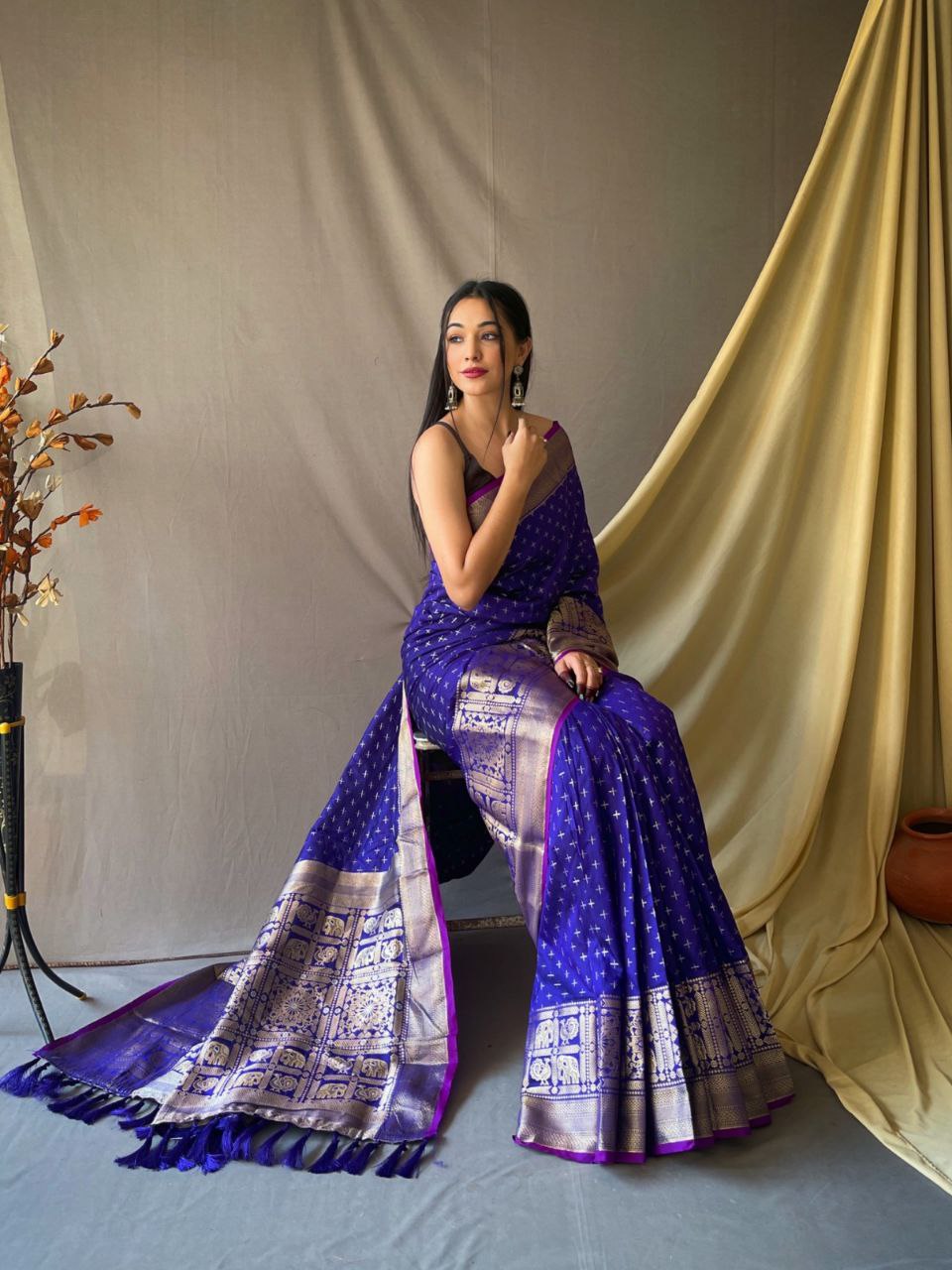 Buy Purple Kanjivaram Silk Saree T367984